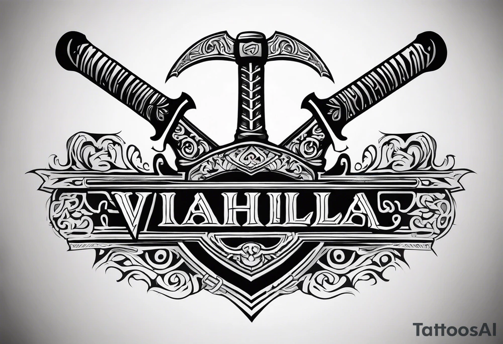 Valhalla axe sword tattoo idea