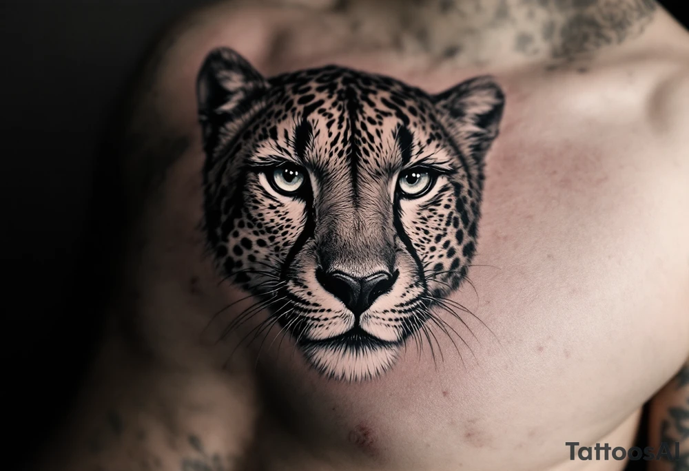 realistic cheetah with the number 62 on the chest tattoo idea