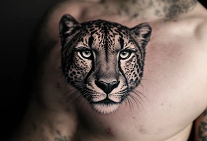 realistic cheetah with the number 62 on the chest tattoo idea