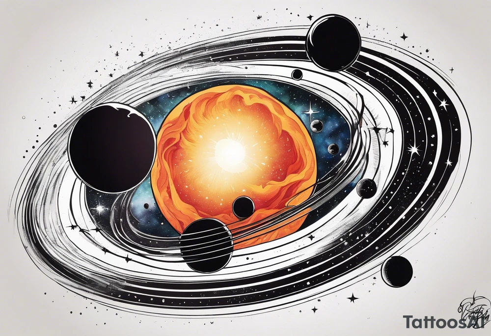 Planets orbiting a black hole. tattoo idea