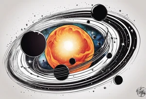 Planets orbiting a black hole. tattoo idea