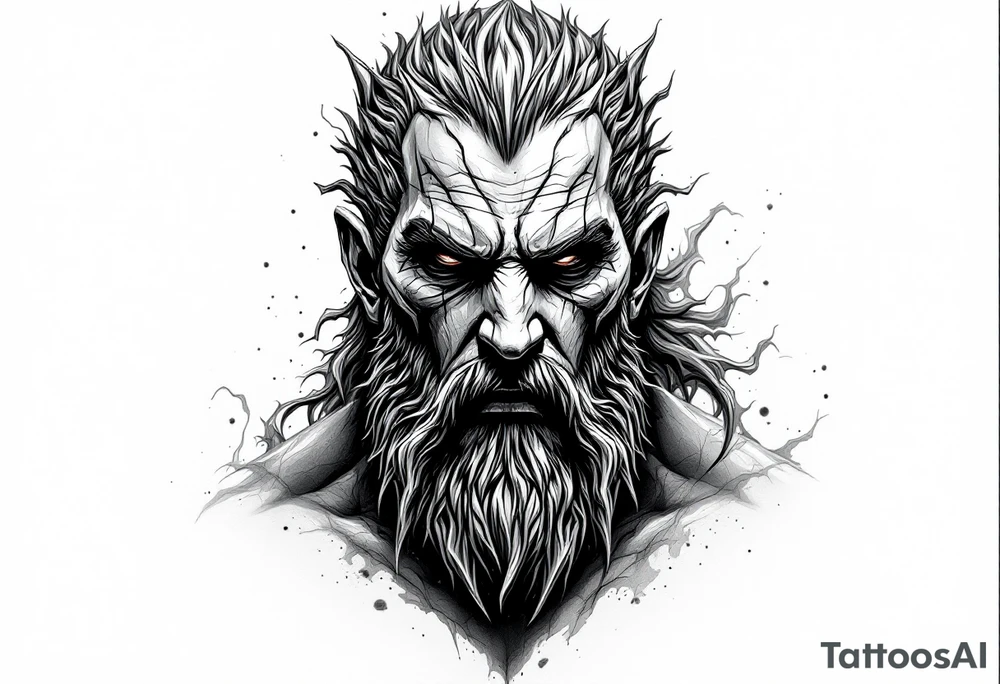 Hades forward facing stone portrait Greek mythology tattoo idea