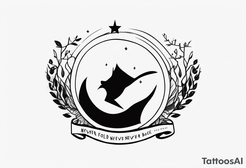 Minimalist design for a small tattoo with quote " never fold never back down" tattoo idea