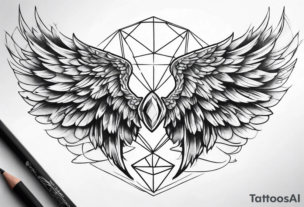 Diamond angel wings tattoo idea