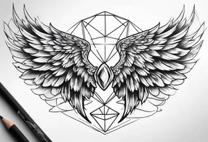 Diamond angel wings tattoo idea