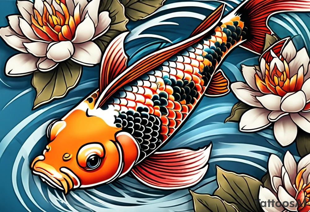 koi fish, in pond tattoo idea