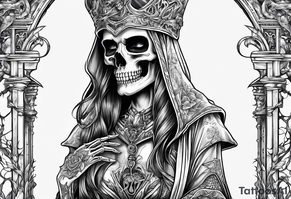 lady skeleton grim reaper satan tattoo idea
