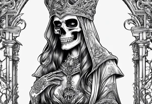 lady skeleton grim reaper satan tattoo idea