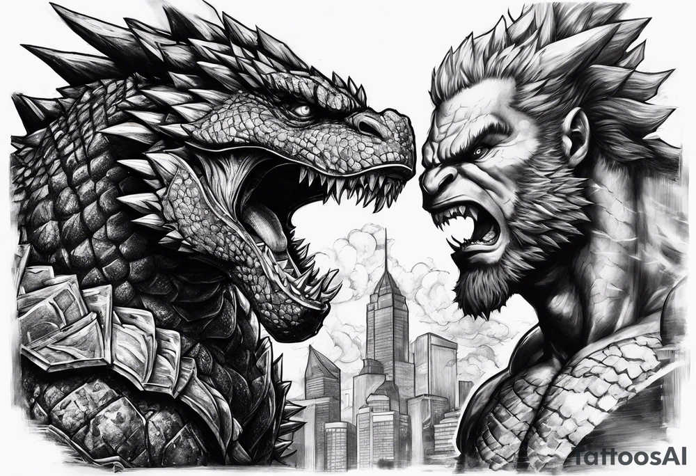 Kratos vs. Godzilla tattoo idea