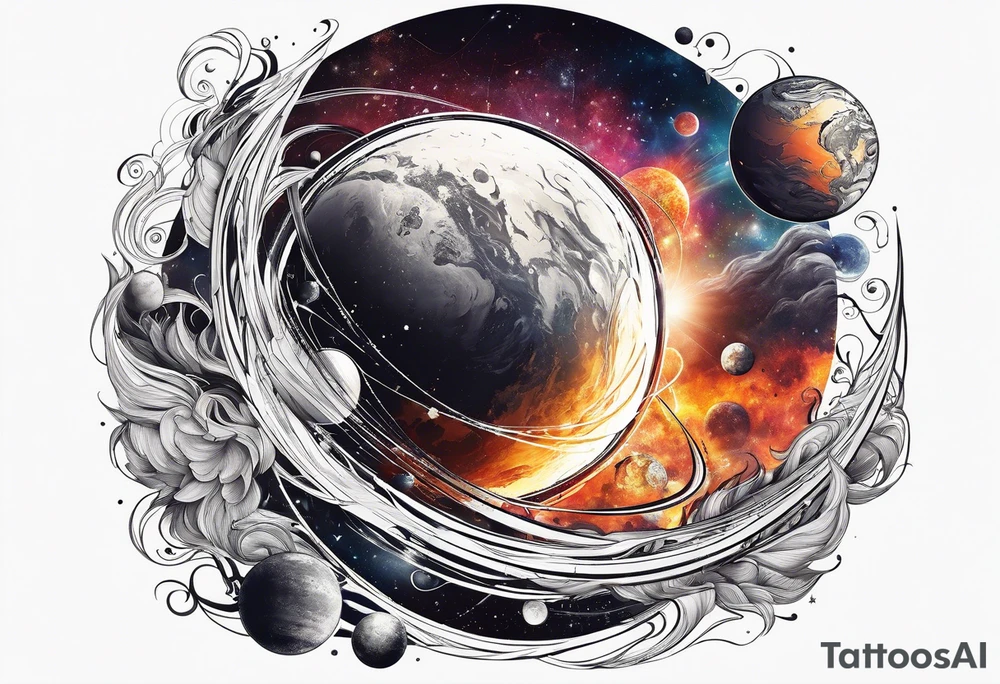Man,solar, planet space tattoo idea