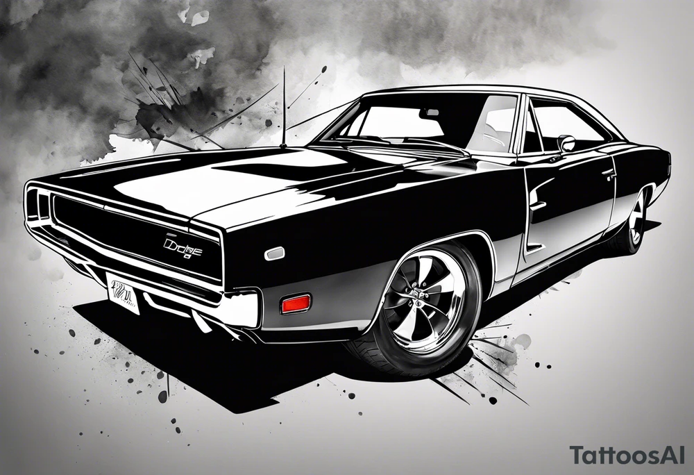 Black Dodge charger tattoo idea