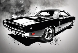 Black Dodge charger tattoo idea