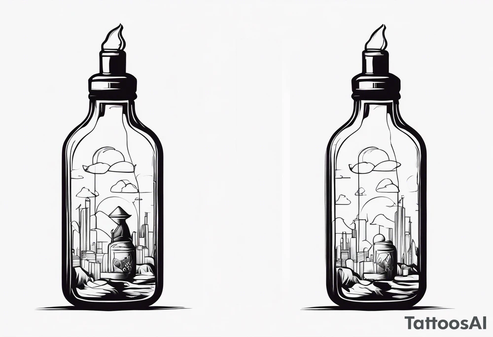 PERSON TRAPPED IN BOTTLE tattoo idea