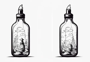 PERSON TRAPPED IN BOTTLE tattoo idea