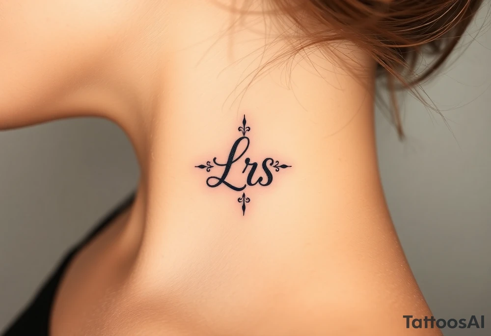 Small Kiss mark with the initials lrs tattoo idea
