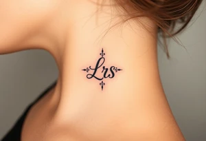 Small Kiss mark with the initials lrs tattoo idea