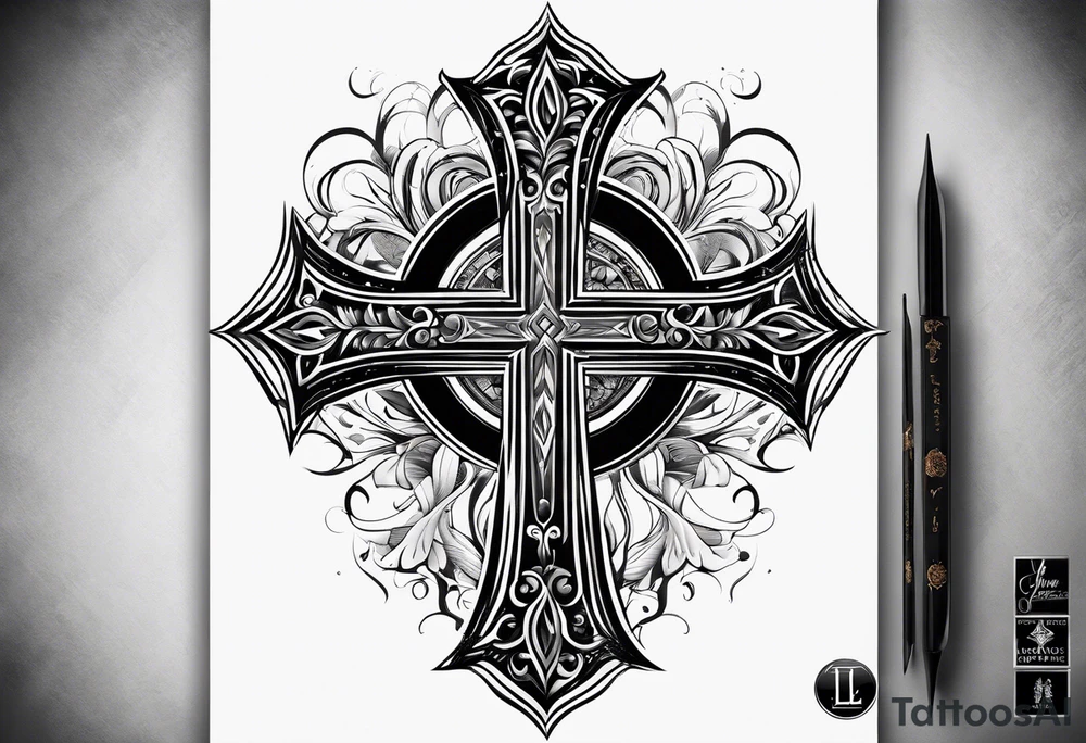 Cross tattoo with a “L” and “T” in it tattoo idea