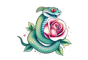 Snake wrapped around a rose tattoo idea