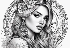 Feminine compass tattoo idea
