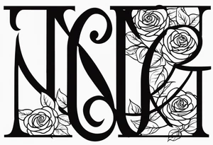 una rosa y las letras romanas MCMLXXXII tattoo idea