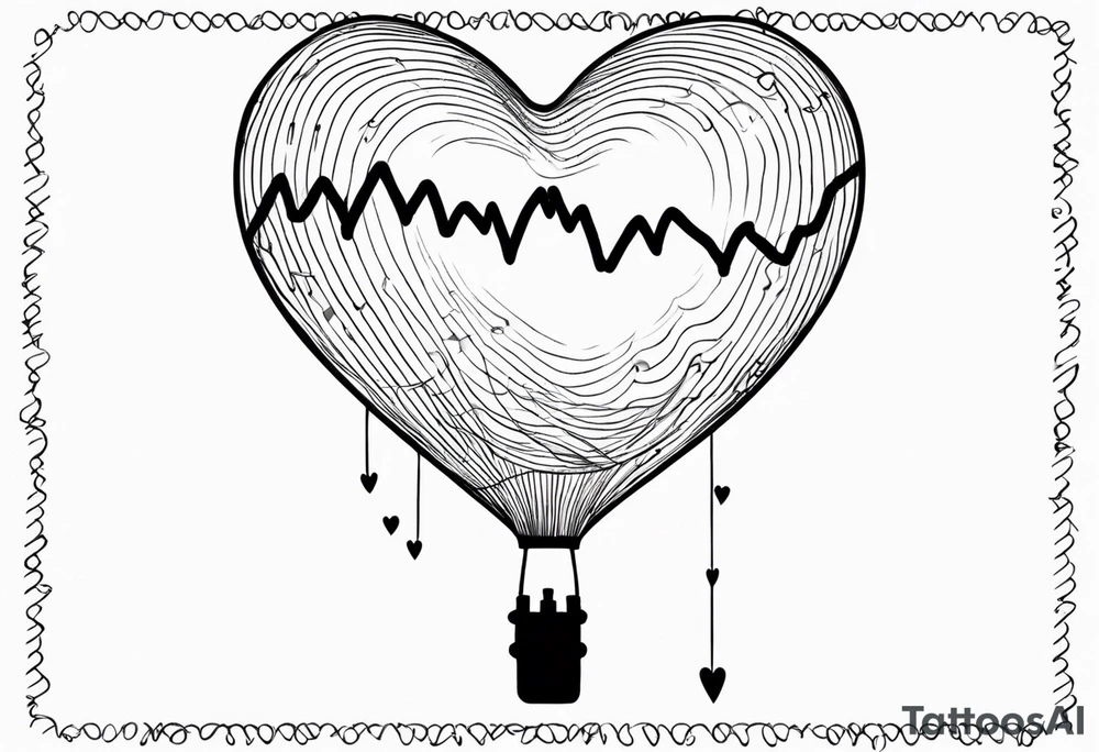 heartshaped small kid party baloon with a string and pulse heartbeat on a string tattoo idea