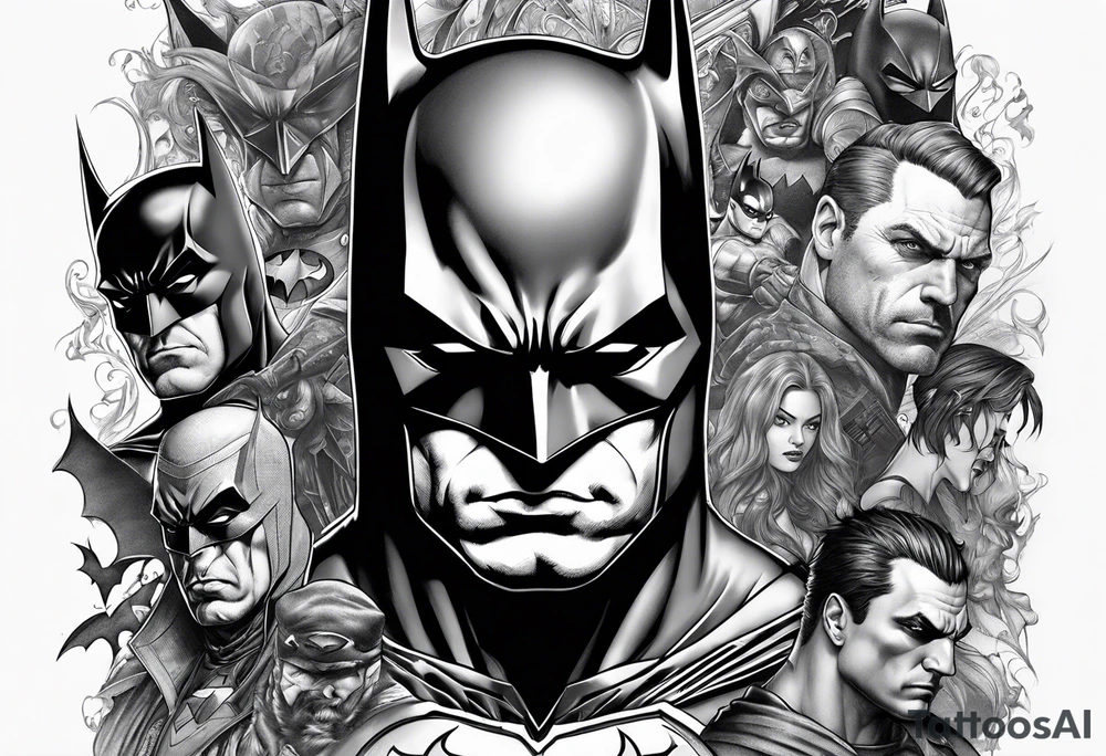 batman with all the vilains tattoo idea