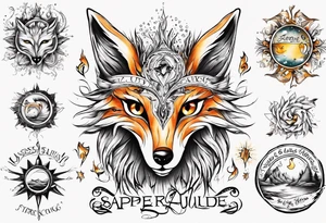 Wasser Eule Sonne Fuchs der Schriftzug : "Sapere Aude" und Sternzeichen Wasserman tattoo idea