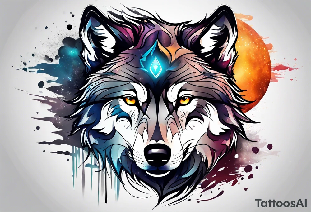 strong wolf gentle eyes tattoo idea