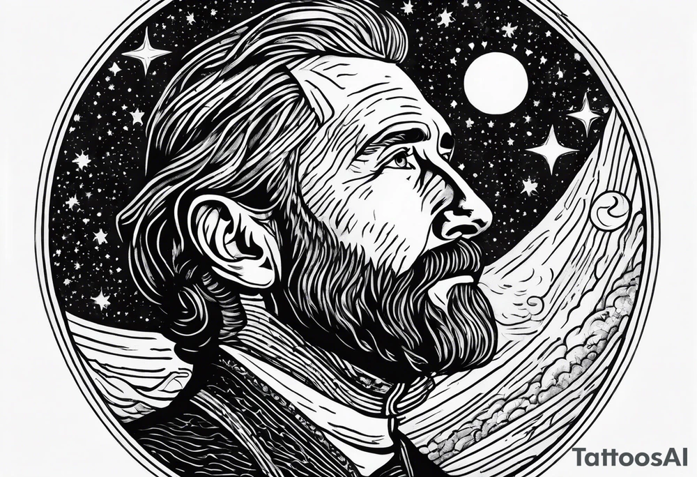 A person looking up at space tattoo idea