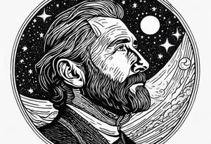 A person looking up at space tattoo idea