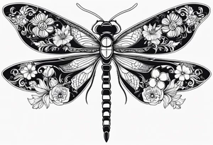 Dragon fly with flowers from mexican skull tattoo idea