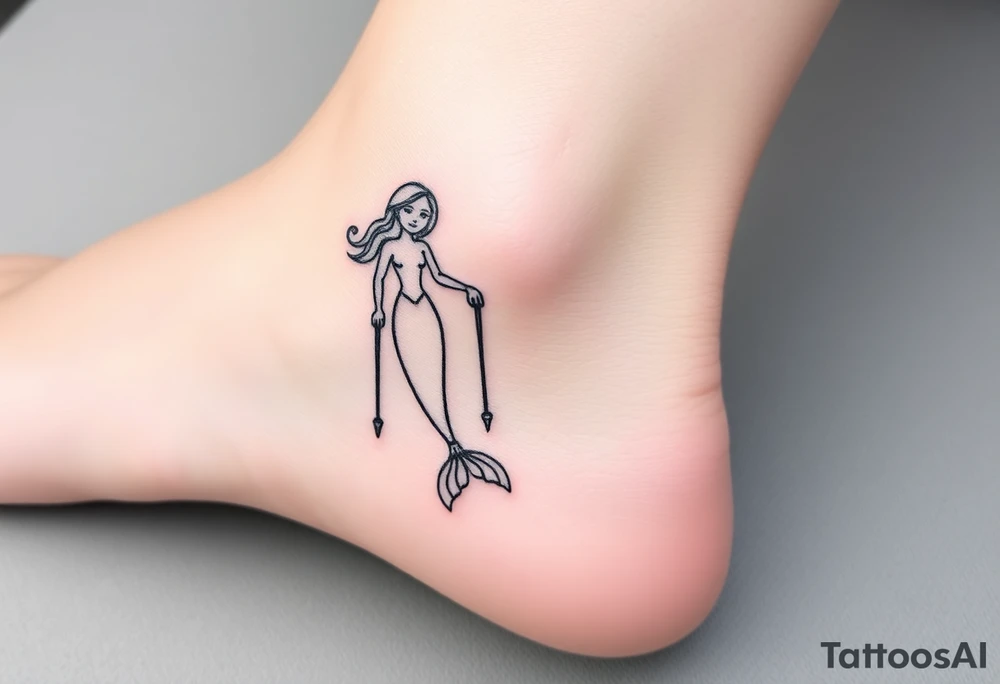 Mermaid with crutches tattoo idea