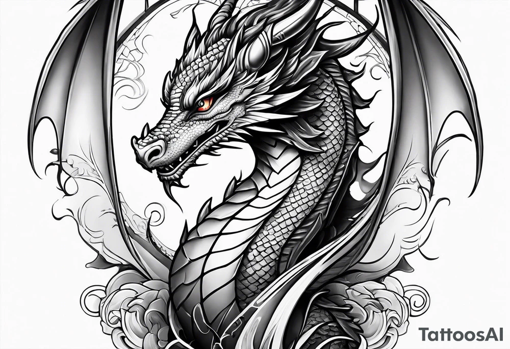 Small dragon on column tattoo idea