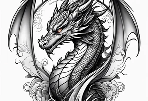 Small dragon on column tattoo idea