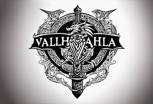 Valhalla sword ship dragon shield tattoo idea