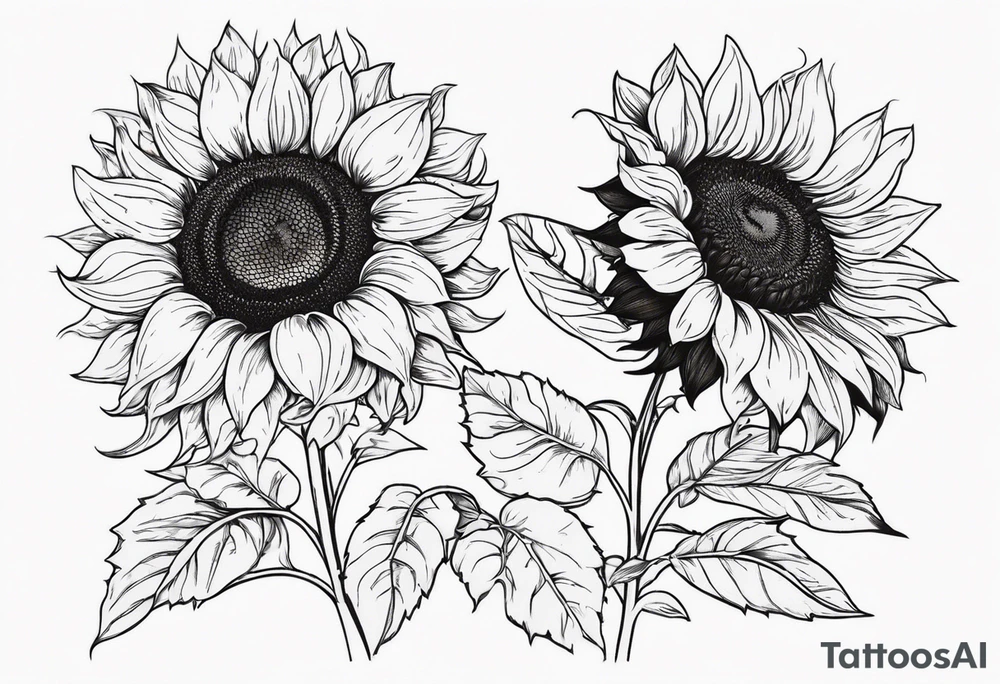 Sunflower in garden tattoo idea