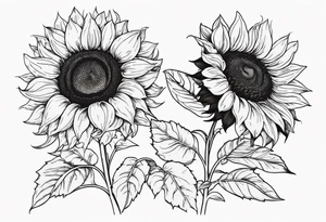 Sunflower in garden tattoo idea