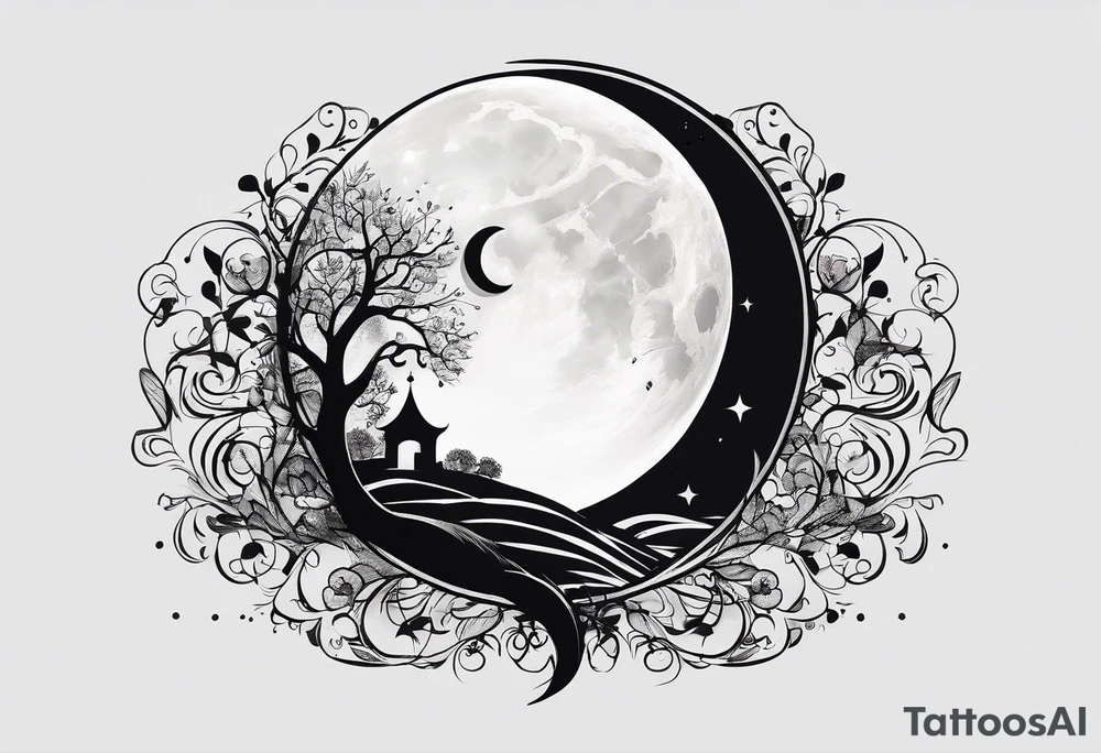 a moon made with the words “dancing in the moonlight” tattoo idea a moon made with the words “dancing in the moonlight” tattoo idea