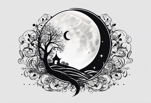a moon made with the words “dancing in the moonlight” tattoo idea