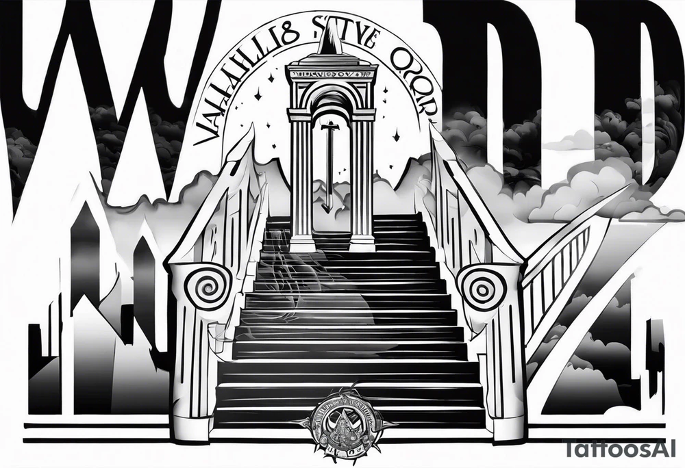 Valhalla sword fog stairs tattoo idea