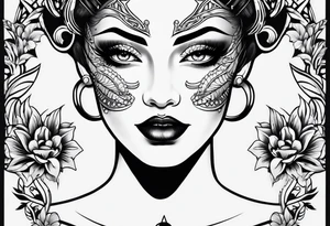 Woman face, traditional tattoo style tattoo idea