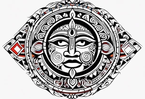 Taino tribal sun with puerto rican flag tattoo idea