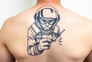 A spaceman junkie with a syringe tattoo idea