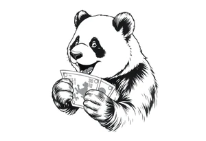 panda counting money tattoo idea