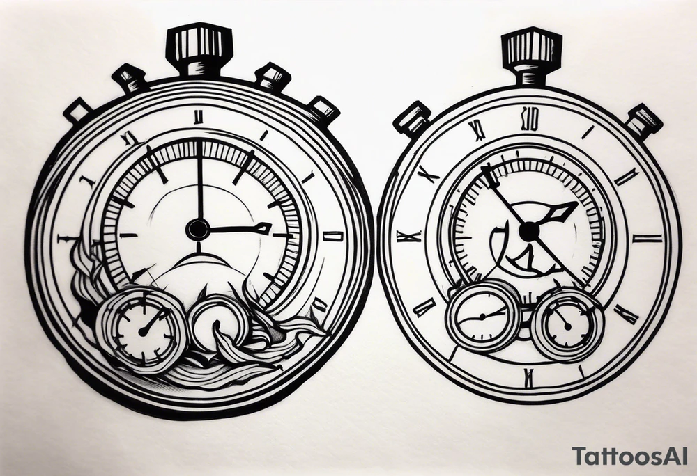 Twin broken stopwatches tattoo idea