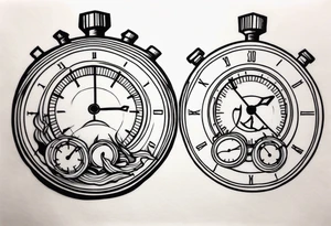 Twin broken stopwatches tattoo idea