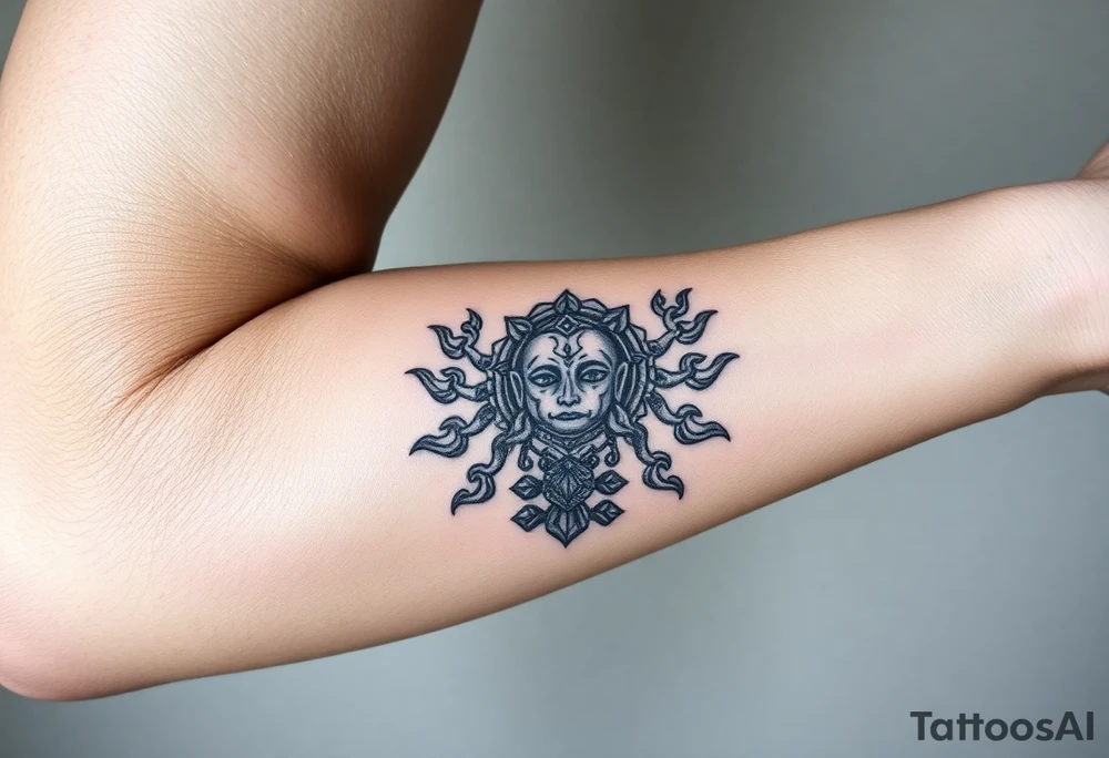 hindu god tattoo that shows strength and is trippy tattoo idea