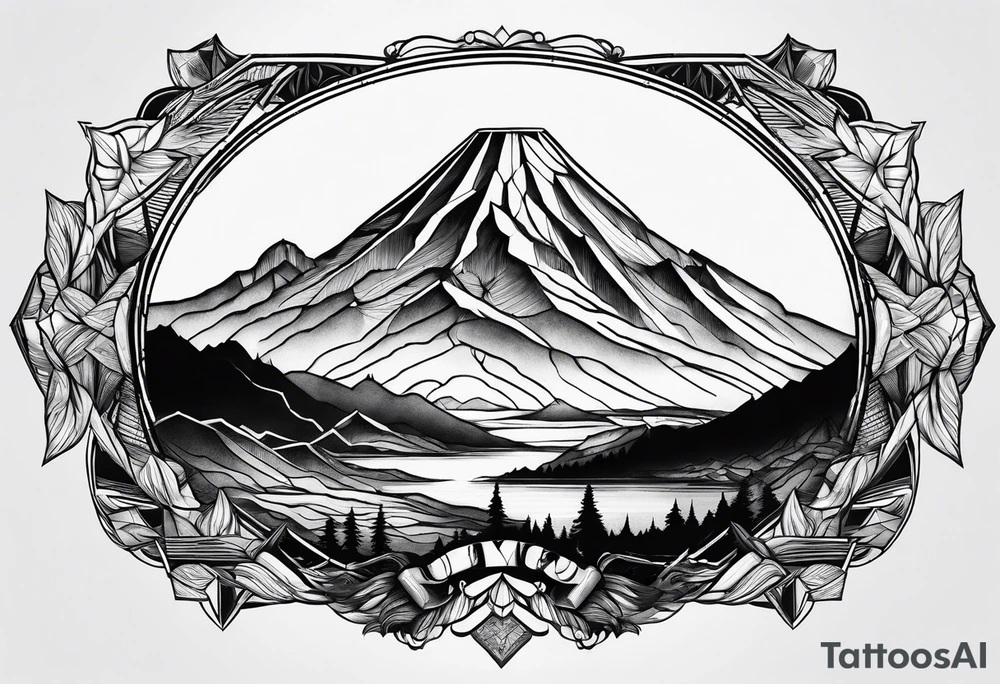 volcanic mountain range tattoo idea