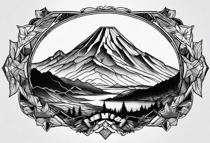 volcanic mountain range tattoo idea