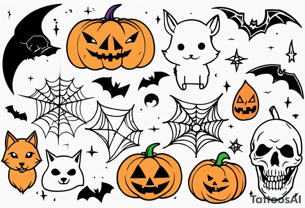 Halloween themed flash sheets tattoo idea
